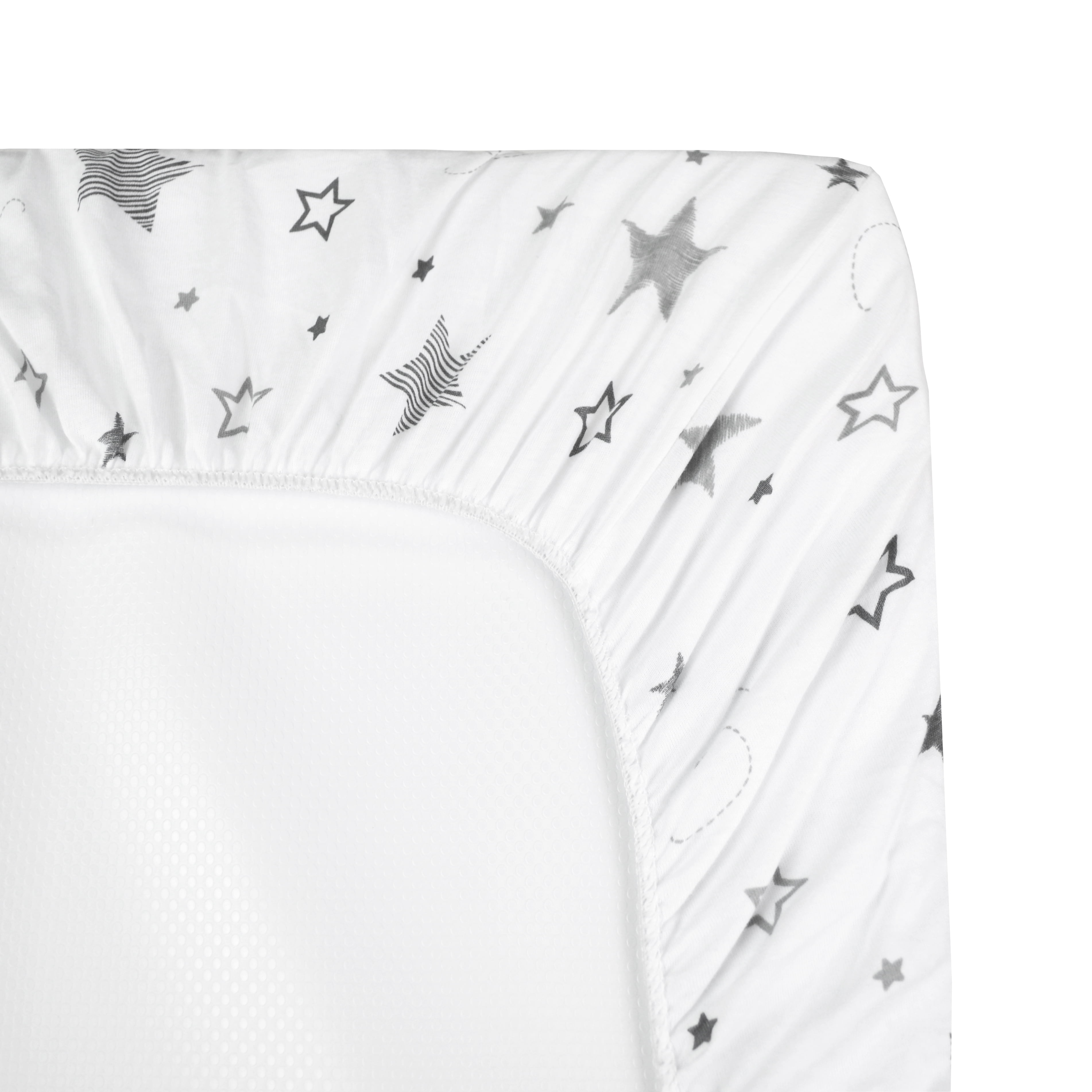 American Baby Company White and Gray Cotton Fitted Sheet Non-Standard