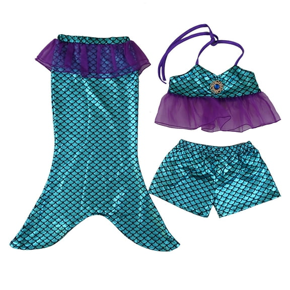 Wenchoice Green & Purple Mermaid Tail Halter Bikini Set Girls S(1Y-2Y)