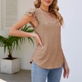 thumbnail image 2 of Summer Tops Women Flounce V Neck Solid Color Short Sleeved Summer Ruffles Sleeve T Shirt Top, 2 of 5