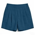 thumbnail image 6 of Atogsazn Womens Summer High Waisted Shorts Casual Dessy Pleated Cotton Linen Jogger Shorts Beach Pants Blue S Fashion, 6 of 8