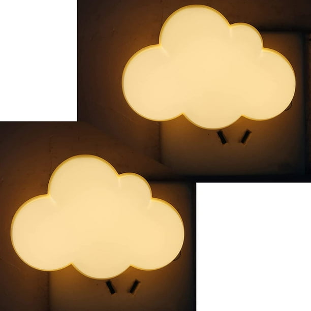Luz de noche LED de 2 piezas, luz de noche enchufable para adultos y niños, hermosa luz de pared de ensueño, dormitorio, baño (nube)