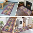 thumbnail image 5 of Runner Rug 2'x6', Purple Dragonfly Washable Non-Slip Hallway Runner Rugs, Colorful Flowers Watercolor Chic Floral Plant Bedside Rugs Floor Mats Carpet Runners for Kitchen Bathroom Laundry Room, 5 of 8
