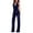Dark Blue, variant on Women's Shiny Stand Collar Jumpsuit Straight Trousers Nightclub Wear