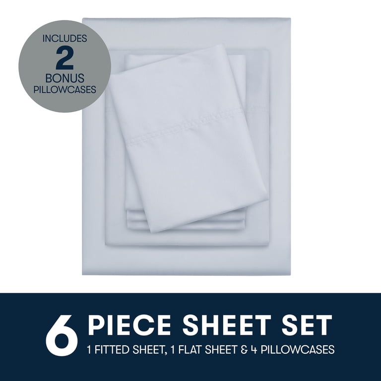 Serta 6-Piece 800 Thread Count Light Blue Cotton Rich Adult Bed