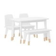 thumbnail image 3 of Buzz & Bloom Kids 4-Piece Wood Table, 2 Chairs, and Bench Seating Set with Rounded Corners, White/Natural, 3 of 15