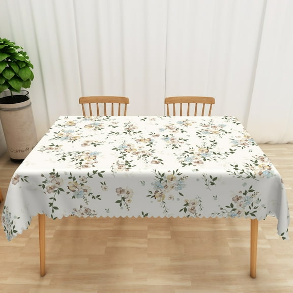 Nanqianyi Watercolor Floral Patterned Tablecloth 60" x 84" Rectangle Washable Table Cover For Dinner Decor