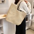 thumbnail image 3 of Sac à Main pour Femme en Paille Tressée Été Plage Mode Fourre-Tout Vacances Sacs de Magasinage Sac à Main, 3 of 7