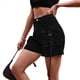 thumbnail image 2 of Pantalones Cortos de Sarga de Tiro Medio y Alto para Mujer, Elásticos, con Bolsillos, para Discotecas Negro XXL, 2 of 8