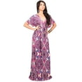 thumbnail image 2 of KOH KOH Long Print Summer Sexy Kaftan Spring Hawaiian Casual Spring Wedding Guest Cocktail Sundress Gown Maxi Dress For Women Purple & White Small US 4-6 DAN001_A034, 2 of 5