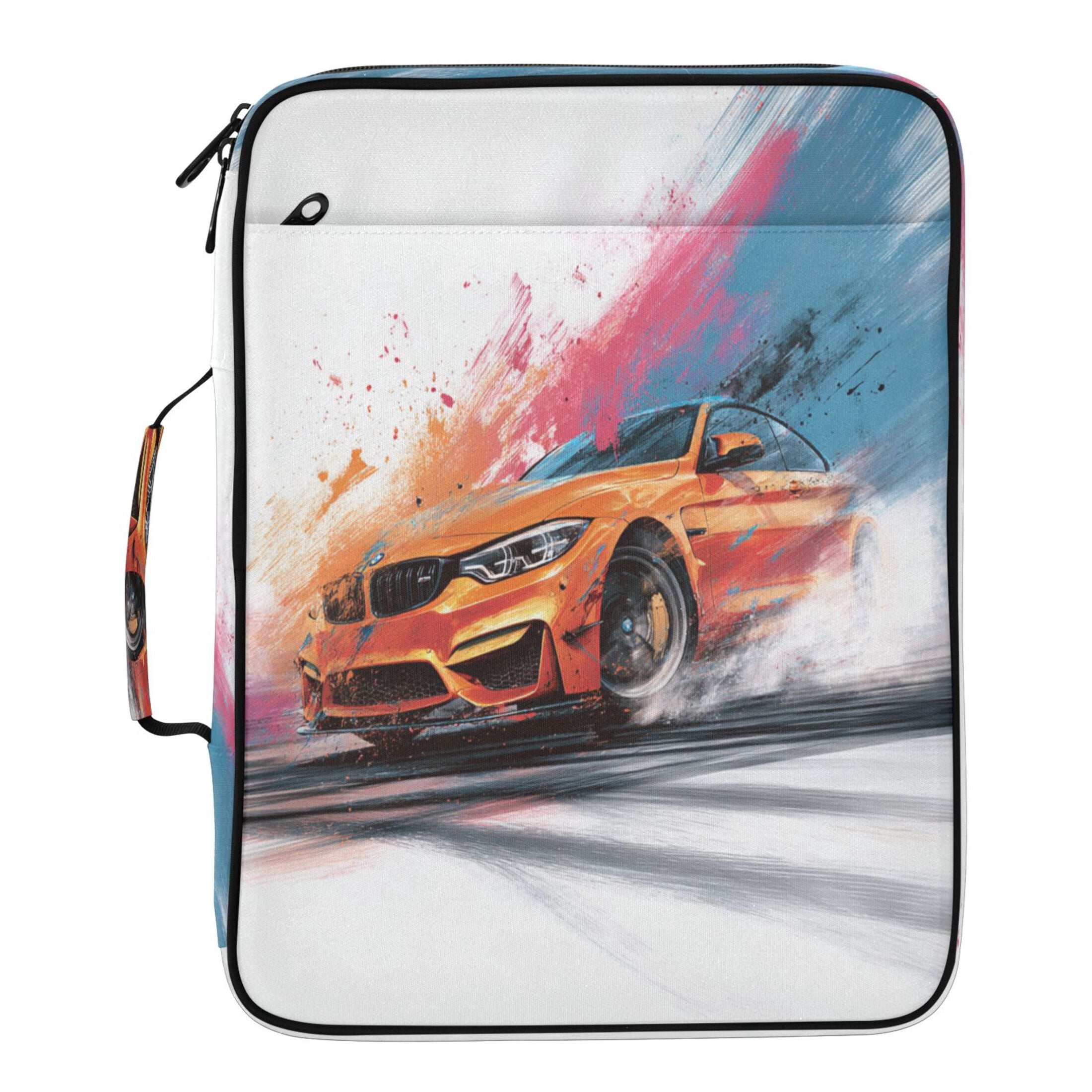 3 Ring Zipper Binder with Accordion File Organizer Waterproof Back to College Binder - 7 Layer Document Organizer for Study Home Office College Travel Supplies Orange Cool Car