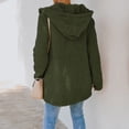 thumbnail image 6 of IROINNID Women's Comfy Mid-Length Hoodie Coat Solid Color Zip Up Long Sleeve Outwear, Army Green, 6 of 9