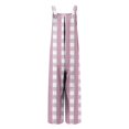 thumbnail image 4 of Casual Jumpsuit for Women Summer Button Strap Plaid Criss Cross Bib Jumper with Pocket Loose Pleated Wide Leg Outfits, Pink, M, 4 of 7