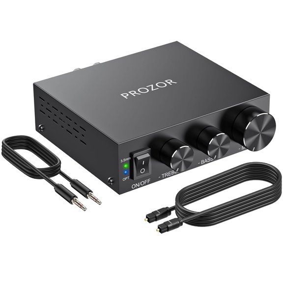PROZOR Power Amplifier Home Audio - 100W   100W Power TPA3221 Toslink SPDIF 192KHz DAC Converter Mini Stereo Amp with 3.5mm Audio Input Jack for Passive Bookshelf Speakers Desktop Home Theater