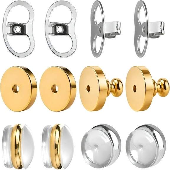DESIGNICE Earring Backs for Droopy Ears Heavy Earrings - Replacements Locking Ear Supports | 6 Pairs Secure Stud Clutches for Sensitive Skin
