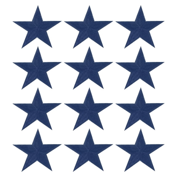 Uxcell Star Iron-on Patches, 12 Pcs Sew on Star Embroidered Patches Appliques Embellishments for Clothing Jackets Hat Backpack Repairing Decorations, Dark Blue, 3.2" x 3.2"
