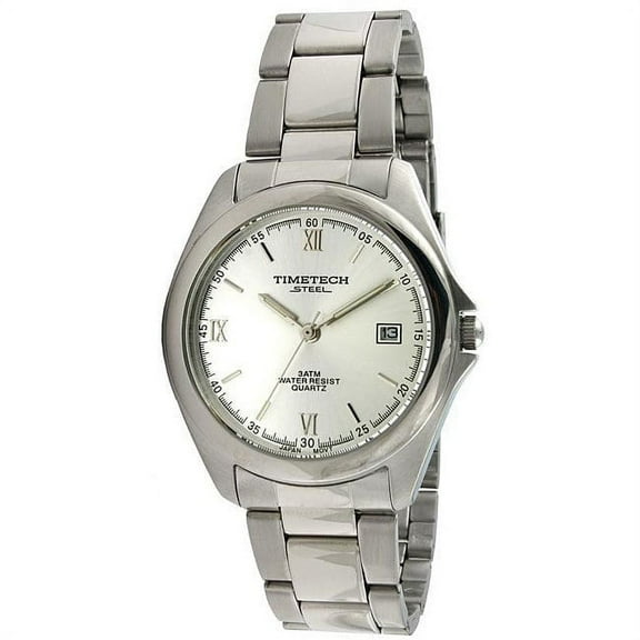timetech steel 3607m men's steel silver dial bracelet watch