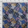 thumbnail image 3 of oneOone Polyester Spandex Teal Blue Fabric Tropical Leaf Sewing Material Print Fabric By The Yard 56 Inch Wide, 3 of 4