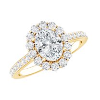 Rosec Jewels Certified Lab Diamond Halo Engagement Ring, Ef-Vs Quality - Ready To Gift, 18K Yellow Gold, US 13.00