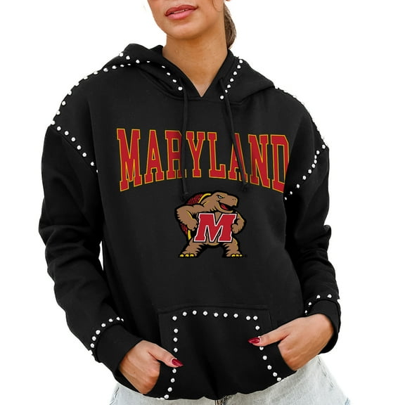 Women's Gameday Couture Black Maryland Terrapins Studded Pullover Hoodie