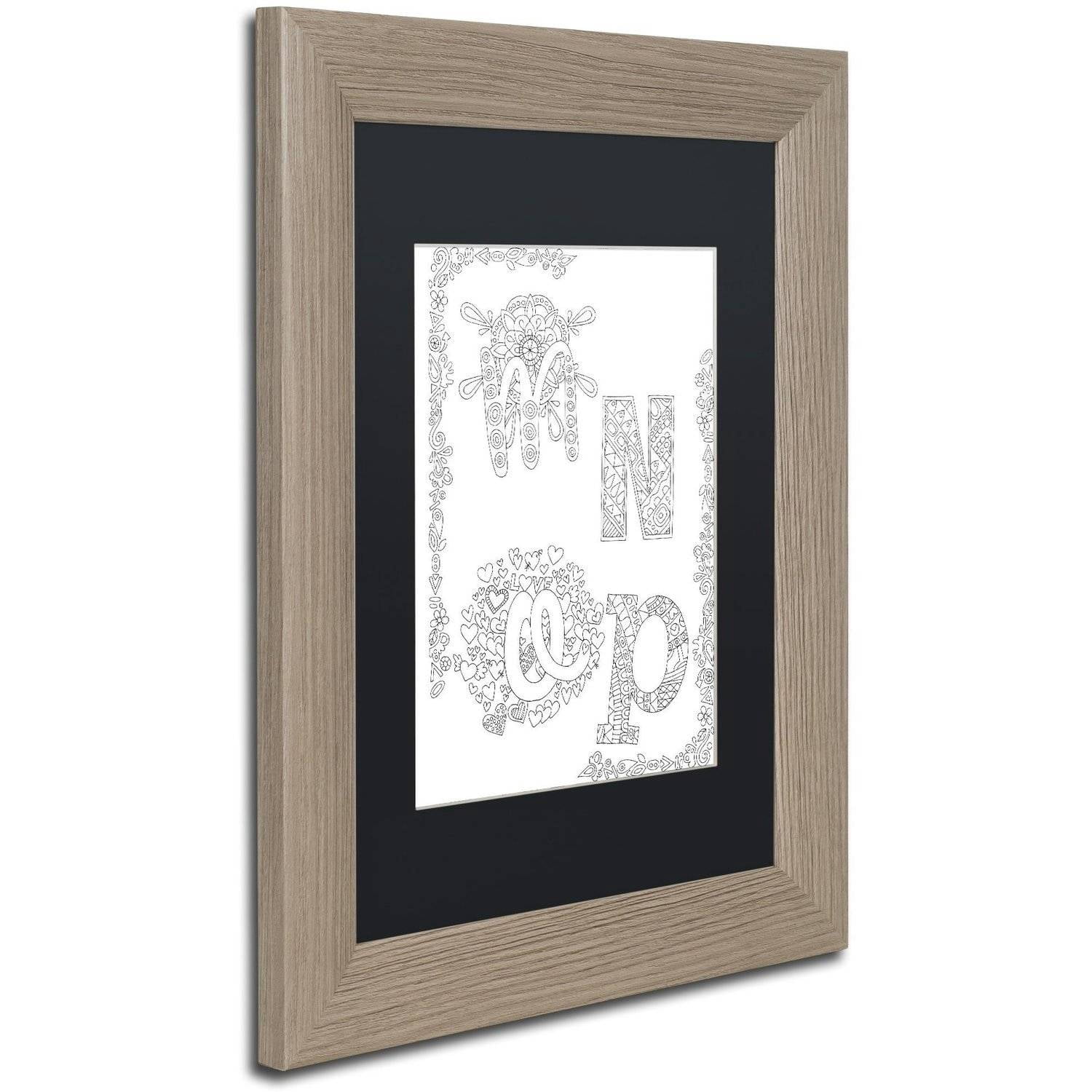 Trademark Fine Art "Letters and Words 27" Canvas Art by Hello Angel, Black Matte, Birch Frame