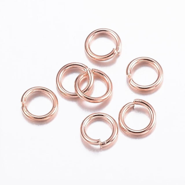 20 anillas de acero inoxidable 304, abiertas, en oro rosa, calibre 21, 4,5 x 0,7 mm, diámetro interior: 3,1 mm