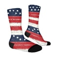 thumbnail image 4 of 4th of July 250th Anniversary Patriotic Socks for Women, Independence Day USA Flag Theme Crew Socks, Red White Blue Color Blocked Striped Middle Socks for Adult (1 Pair, 1776-2026), 4 of 6
