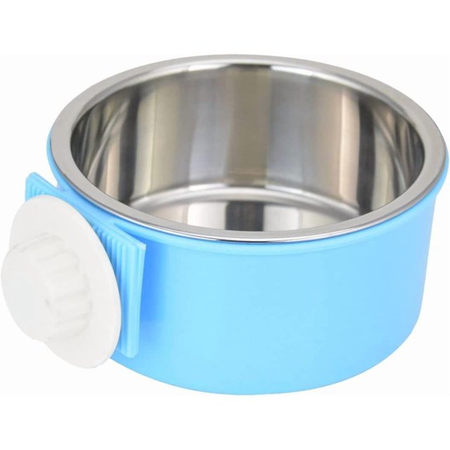 Crate Dog Bowl, Removable Stainless Steel Water Food Feeder Bowls Cage Coop Cup For Cat Puppy Bird Pets