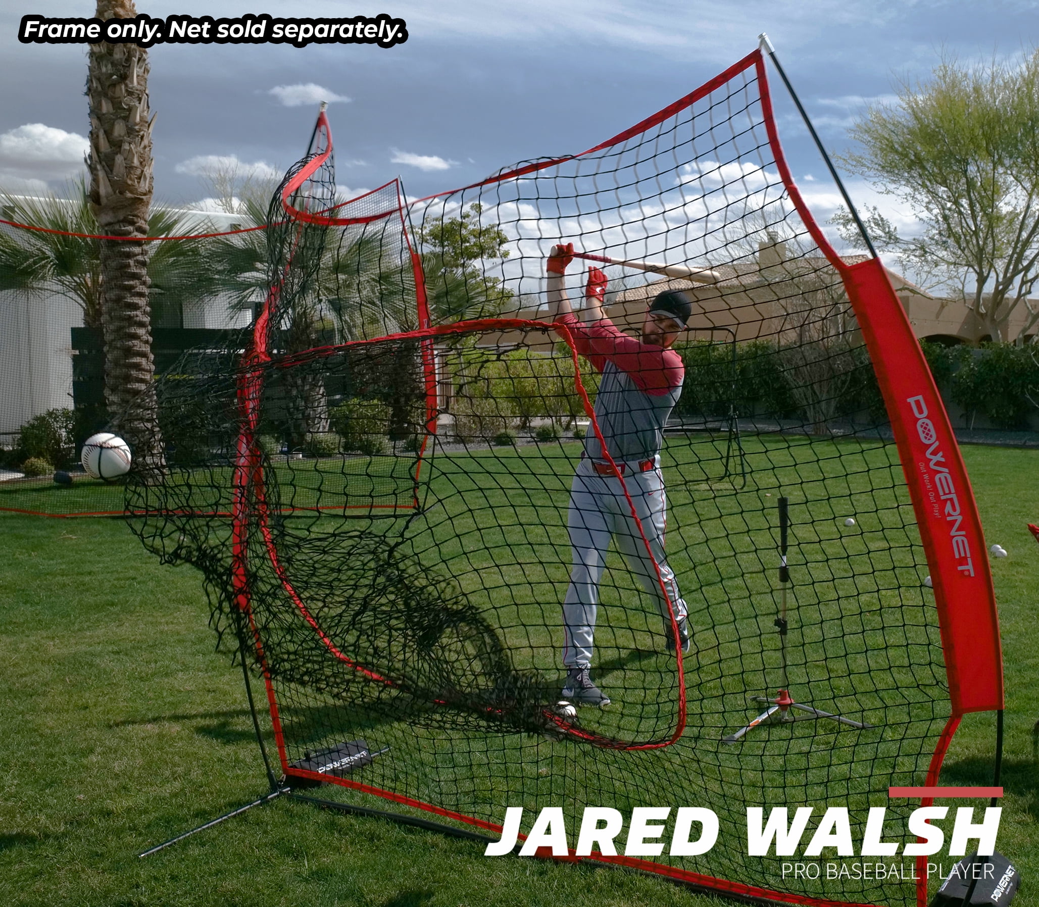 PowerNet Metal Frame for Baseball Softball Net, 7x7 Frame ONLY Replacement, Golf Practice Net Frame, Bow Style Frame with Fiberglass Poles, Fits PowerNet 7'x7' Training Nets
