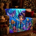 thumbnail image 3 of Whimsical Mermaid Sea Creatures Cartoon Art, Cozy Friendship Quote Scene, Warm Flannel Blanket for Living Room and Reading Nook, Art Lovers Friendship Gift, Fantasy Home Decor, 3 of 9