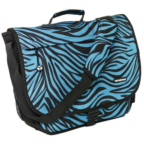 Yak Pak Turquoise Zebra Stripe Messenger Bag Shoulder Tote School Book Bag Walmart Com