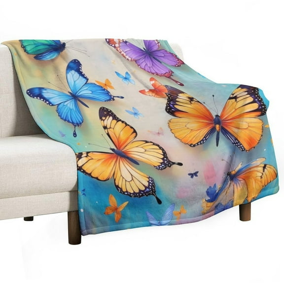 Colorful Butterfly Pattern Blankets Bedroom Living Room Sofa Throw Blankets for Beds