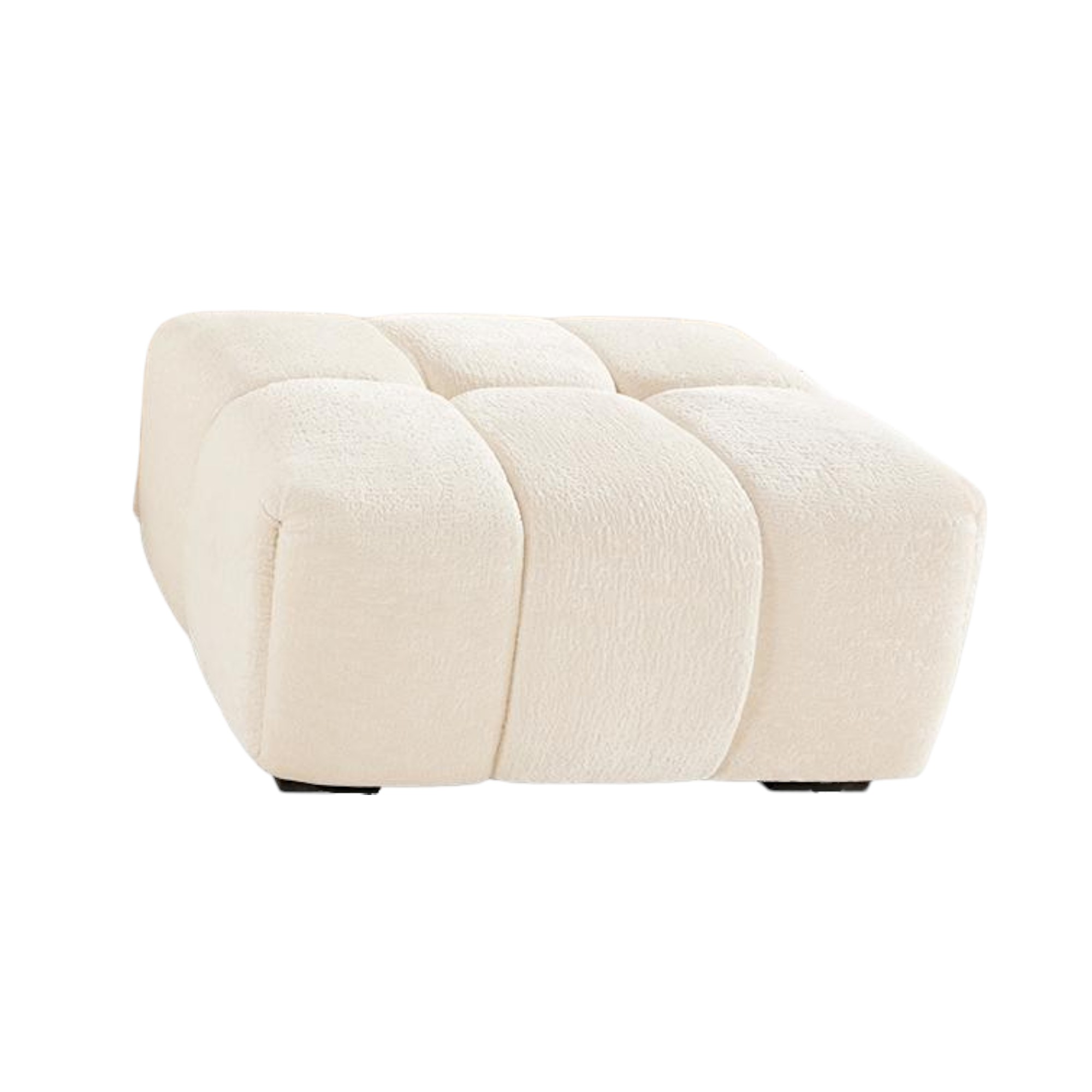 GZXS White Chenille Upholstered Ottoman, Comfortable Footrest Stool for Bedroom, Living Room, or Home - 35.43"L x 27.56"W x 18.11"H