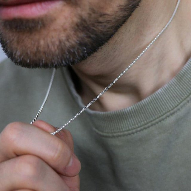 Collier Homme Imitation Perle Mode Fait Main Classique en Acier Inoxydable