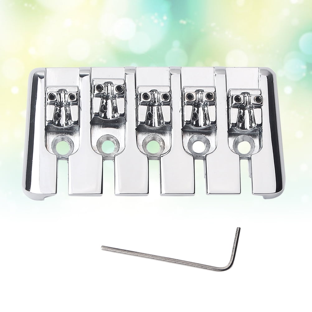 OUNONA Banqiao Guitar Bridge for 5 String Ukulele Silver Metal Vintage Look Easy to Mount