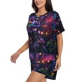 thumbnail image 2 of Daiia Glowing Chameleon Fantasy Art Pattern Womens Pajama Sets Short Sleeve Pajamas for Women Sets Soft Lounge Sets Casual Round Neck Sleepwear PJS-Medium, 2 of 7