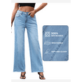 thumbnail image 5 of DOKOTOO Women's Wide Leg Jeans High Waisted Strechy Raw Hem Frayed Hem Denim Pants, 5 of 9