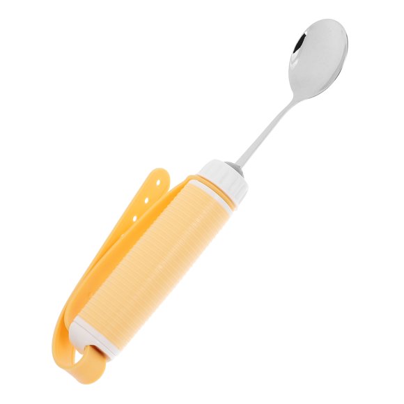 TEHAUX Cubiertos Adaptativos Para Adultos Con Ajustable 360 Y Mango Antideslizante Amarillo