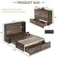 thumbnail image 3 of Merluxy Full Size Murphy Bed, Farmhouse Cabinet Bed with Charging Station and Storage Drawer for Bedroom & Guest Room, Grey, 3 of 9