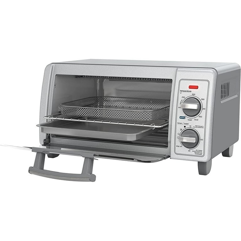 BLACK+DECKER 4-Slice Air Fry Toaster Oven - Crisp 'N Bake With Two Knobs, 5  Cooking Functions & Even Toast Technology for Bread, Pizza & More