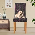 thumbnail image 4 of Yayeee 2 Pack Dining Chair Covers Stretch Parson Chairs Slipcovers Seat Protector, Dark Purple Floral Pattern, 4 of 6