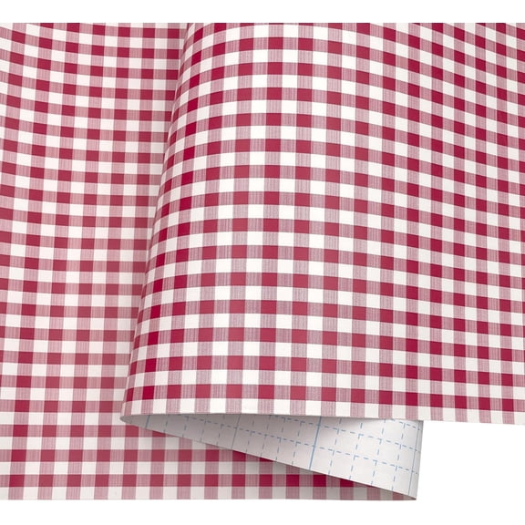 Yifely Red Holiday Gingham Drawer Paper Self-Adhesive Shelf Liner Makeup Cabinet Decor 17.7 Inch by 9.8 Feet