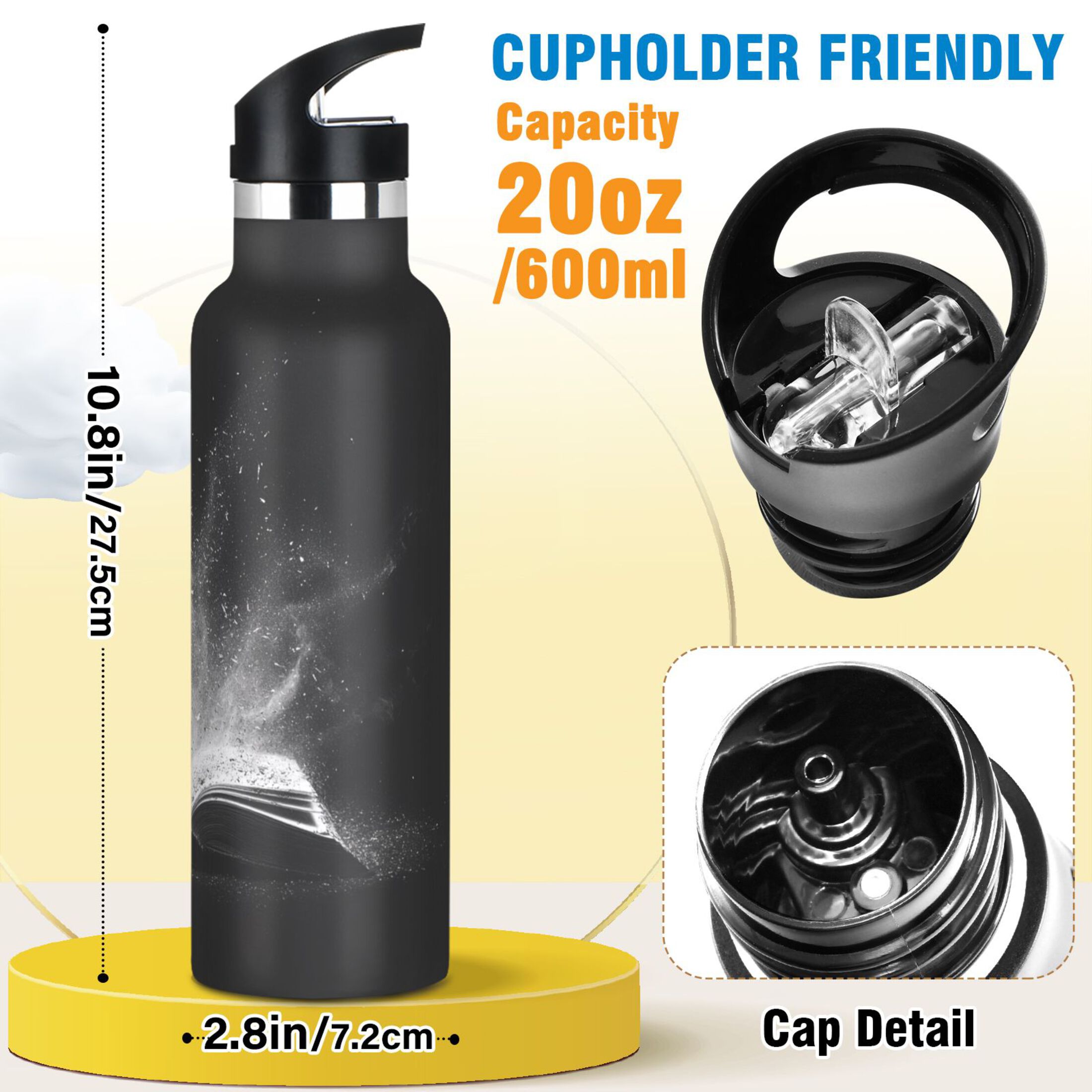 Kids Insulated Stainless Steel Sports Water Bottle 600ml (20oz) Open Book