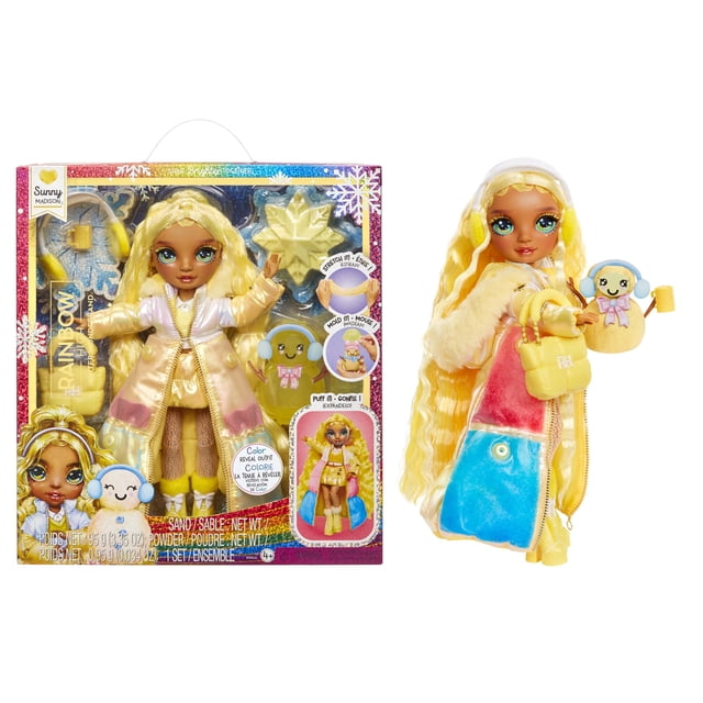 Rainbow High Winter Wonderland Sunny - Yellow 11” Fashion Doll with Magic Snow Hidden in Fashion That Puffs Up with Water, and Snowman Kit, Great Gift for Kids 4-12 Years Old