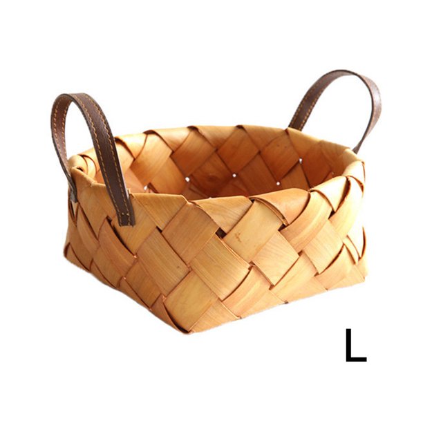 Wood Chip Woven Basket Japanese Round Bread Fruit Storage Hand Woven