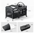 thumbnail image 7 of Babyomi 4 in 1 Baby Bassinet with Diaper Changer, Long Next to Bed Crib with Mattress,Height Adjustable,Pack and Play,Bedside Crib Sleeper, Black, 7 of 7