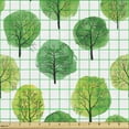 thumbnail image 2 of Watercolor Fabric by the Yard Upholstery, Continuous Trees in Paint Blobs, Decorative Fabric for DIY and Home Accents, White Fern Green by Ambesonne, 2 of 5