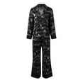 thumbnail image 4 of Christmas pajamas for women setElegant Women's Silk Satin Printed Pajama Set For Home Wear Comfortable Long Sleeve Cardigan Design For Daily Leisure, 4 of 5