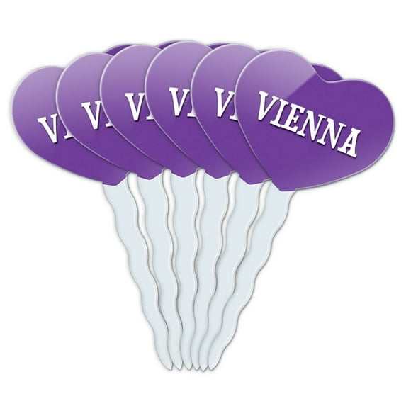 Vienna Heart Love Cupcake Picks Toppers - Set of 6
