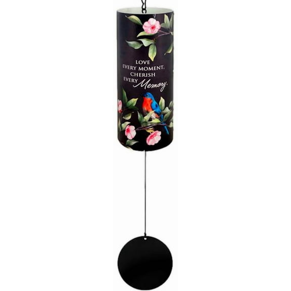 Carson 18" 'Cherish Every Moment' Bereavement Wind Chime - Floral Windchime - Memorial Windchime for Outdoor Decor - Garden Patio Porch