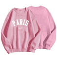 thumbnail image 2 of SMihono Paris Letter Print Sweatshirt for Women Oversized Trendy Comfy Crewneck Sweatshirts Casual Graphic Pullover Tops Unisex Pink 8, 2 of 5